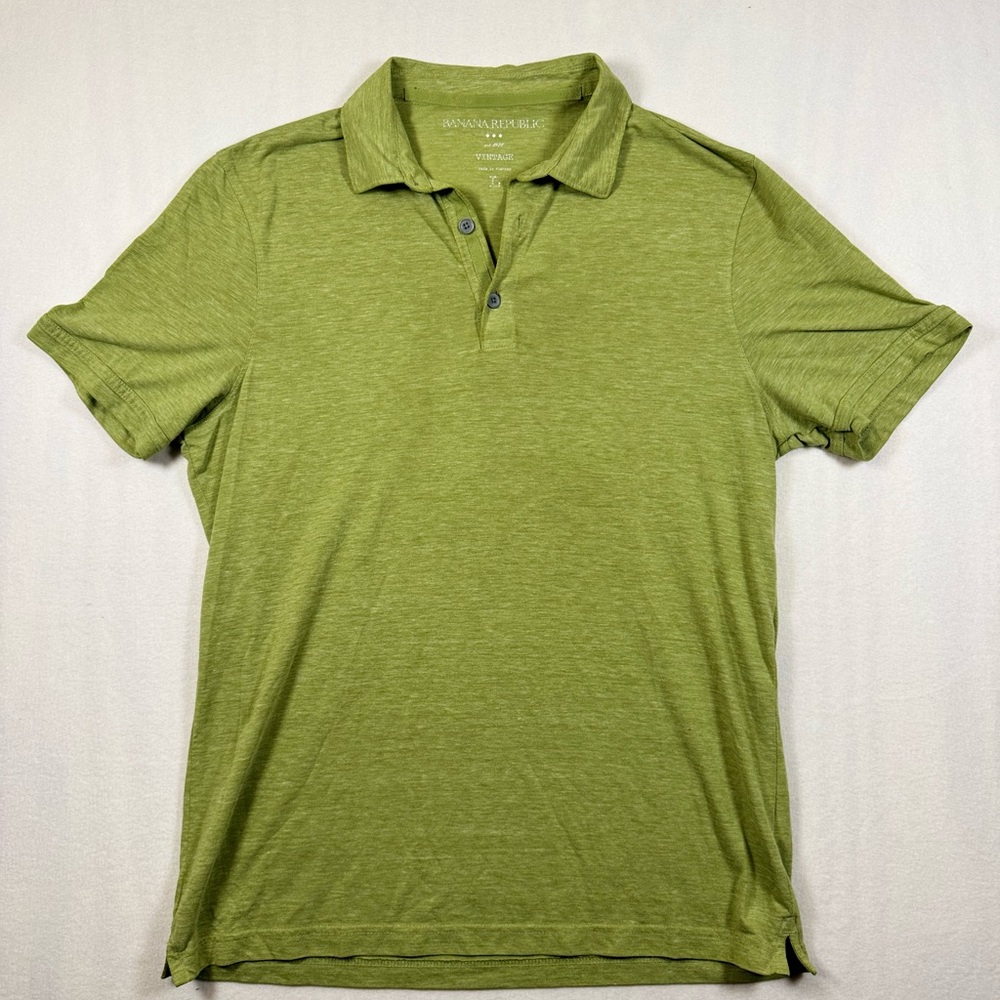 Banana Republic Men’s Olive Green Heather Polo vintage Y2K